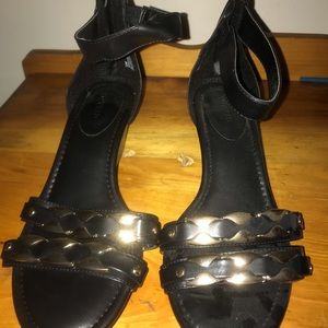 Torrid Black demi wedge with Gold accents